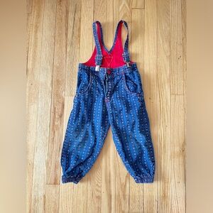 Vintage 90’s OshKosh B'gosh Red and Blue Embroidered Kids Denim Overalls